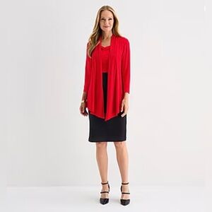 Connected Apparel Womens Faux-Jacket Red Black Dress 16 NWT